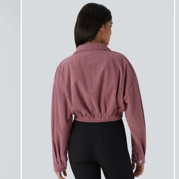 Jalara Collared Button Pocket Cropped Corduroy Casual Jacket - Picture 2 of 7